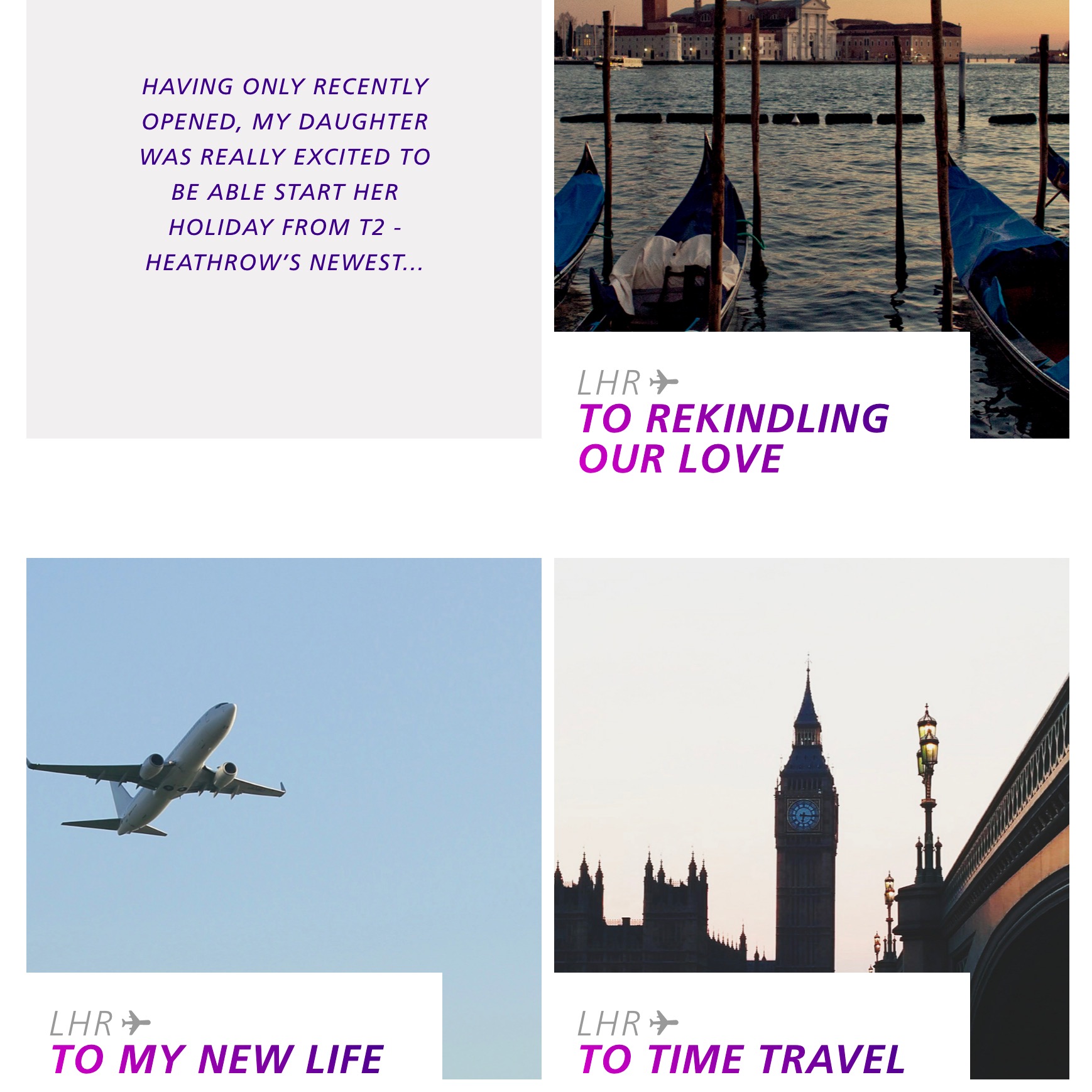Collage of marketing materials for LHR